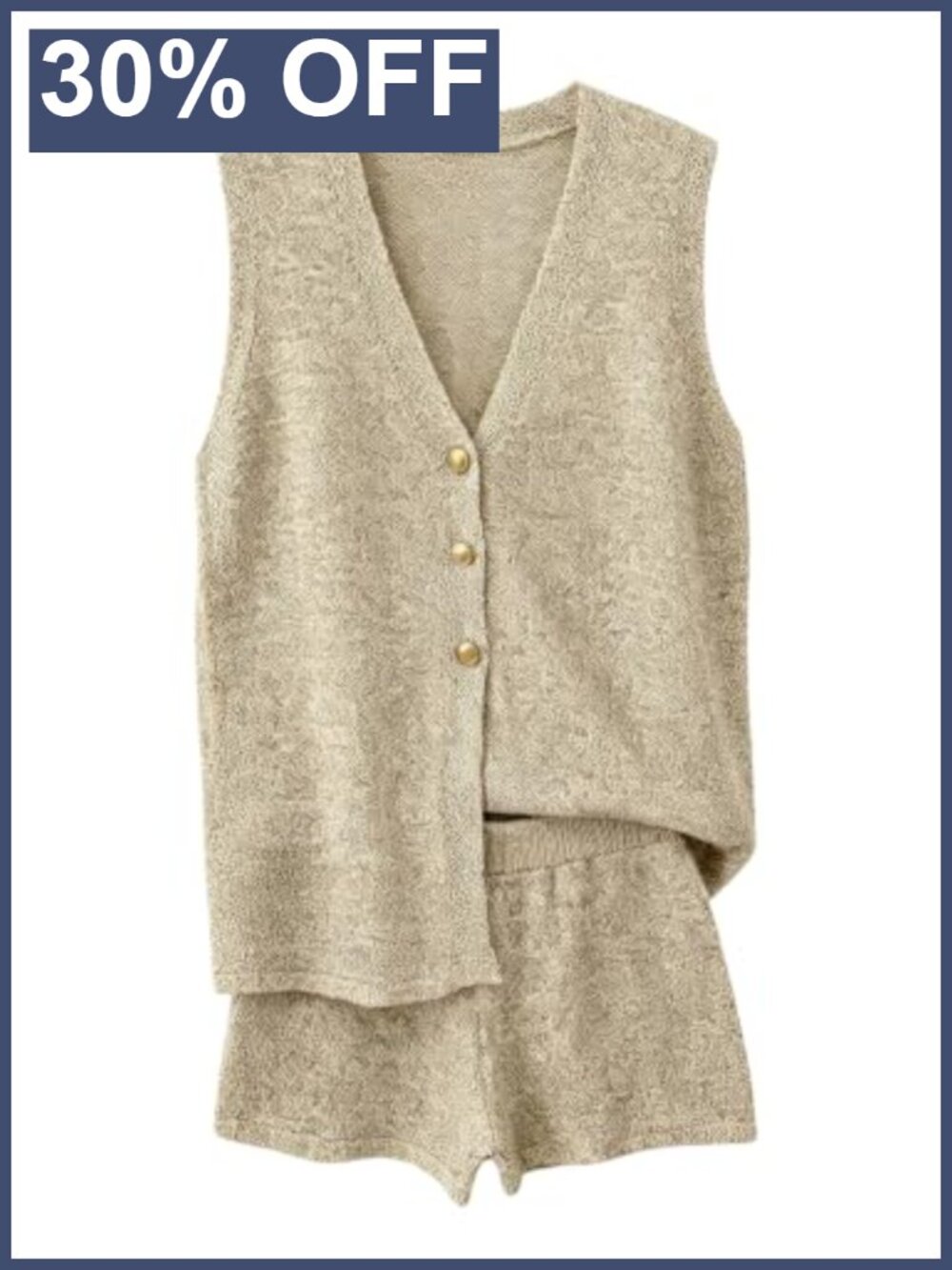 Women's 2 Piece Knit Vest and Shorts Set Sleeveless Summer Casual Outfit